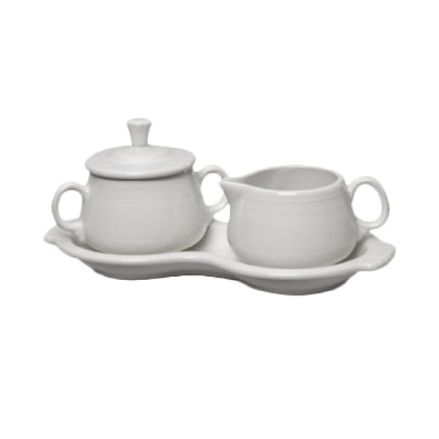 Steelite HL821100 Sugar & Cream Tray Set Includes: (1) 7-3/4 Oz. Sugar Bowl With Lid & Handles