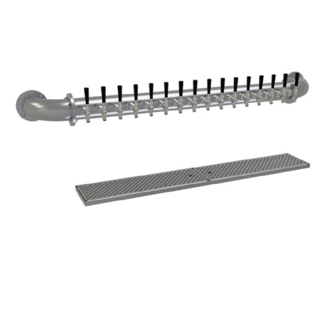 Glastender PW-16-SS Pipe Wall Draft Dispensing Tower Wall Mount (16) Stainless Steel Faucets (handles Not Included)