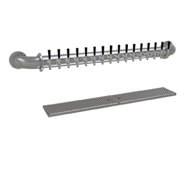 Glastender PW-16-SS Pipe Wall Draft Dispensing Tower Wall Mount (16) Stainless Steel Faucets (handles Not Included)