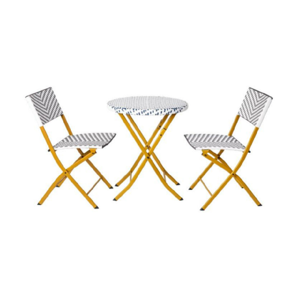 Flash Furniture FV-FWA085-NVY-WHT-GG Rouen Three Piece Commercial Grade Foldable French Bistro Set