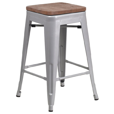 Flash Furniture CH-31320-24-SIL-WD-GG Bar Stool 500 Lb. Weight Capacity Counter Height