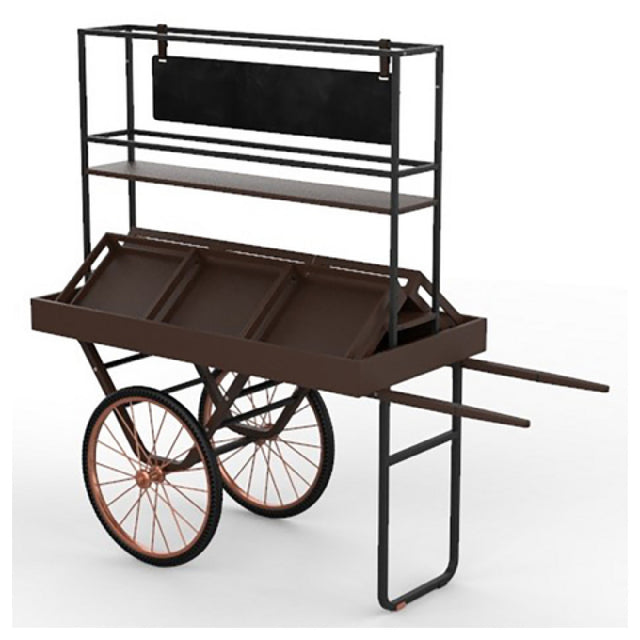 Steelite MGCCNT05DPXX Mogogo Cantine Cart With Shelf Crates And Sign Dark With Copper Wheels