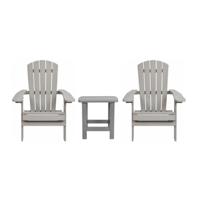 Flash Furniture JJ-C14505-2-T14001-GY-GG Folding Adirondack Chairs With Side Table