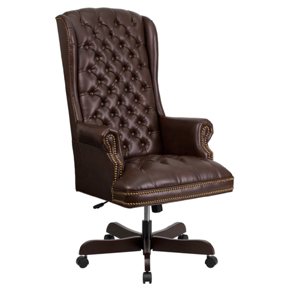 Flash Furniture CI-360-BRN-GG Traditional Executive Swivel Office Chair 48-1/2" To 51-1/4" Adjustable Height