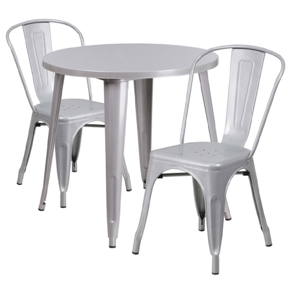 Flash Furniture CH-51090TH-2-18CAFE-SIL-GG Table And Chair Set Includes (1) 30" Dia. X 29-1/2"H Table