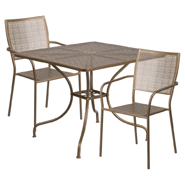 Flash Furniture CO-35SQ-02CHR2-GD-GG Patio Table Set Includes (1) Table: 35-1/2"W X 35-1/2"D X 28-3/4"H