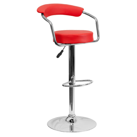 Flash Furniture CH-TC3-1060-RED-GG Swivel Bar Stool With Arms Adjustable Height