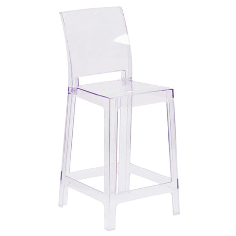 Flash Furniture OW-SQUAREBACK-24-GG Ghost Counter Stool 330 Lb. Weight Capacity