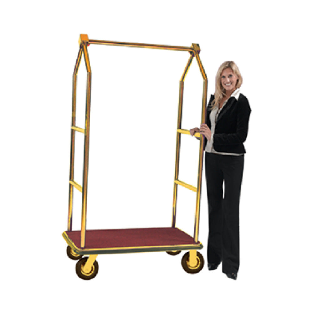 Aarco LC-2B-4P Luggage Cart 24"W X 42"L X 72"H 1-1/2" Dia. Tubular Brass Frame