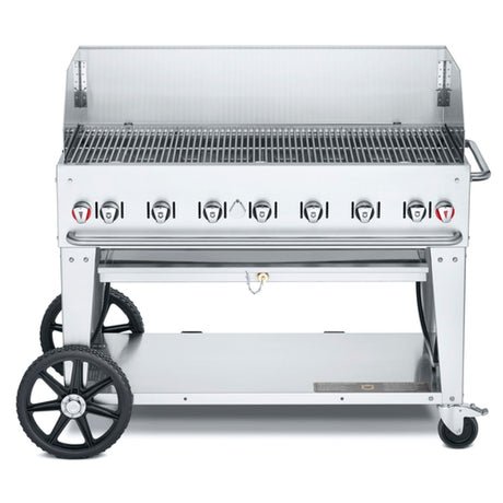 Crown Verity CV-MCB-48-SI 50/100-WGP Mobile Outdoor Charbroiler LP Gas 46" X 21" Grill Area