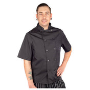 KNG 3905BLKM Kng Med Mens Chef Coat Lw Mesh Short Slv Black