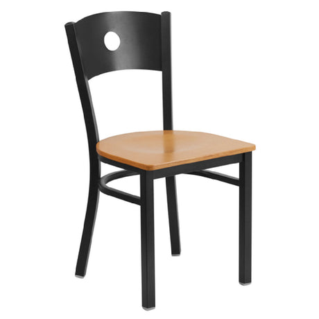 Flash Furniture XU-DG-60119-CIR-NATW-GG Hercules Series Restaurant Chair Metal Back With Circle Cutout