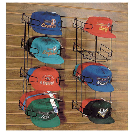 Hubert 76357 - Slatwall Hat/Cap Display Rack, 4-tier, Holds 3-4 Dozen Caps