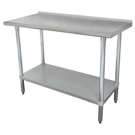 Advance Tabco SFG-3010 Work Table 120"W X 30"D 16 Gauge 430 Stainless Steel Top With 1-1/2"H Rear Up-turn