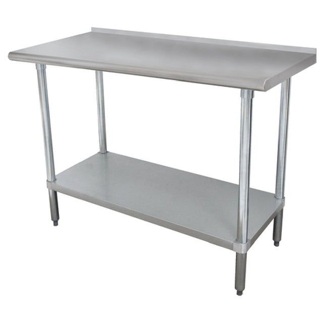 Advance Tabco FMS-3012 Work Table 144"W X 30"D 16 Gauge 304 Stainless Steel Top With 1-1/2"H Rear Up-turn