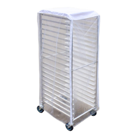 Omcan 47736 (47736) Pan Rack White Top Cover 24″ X 28″ X 62″ PVC-nylon Transparent