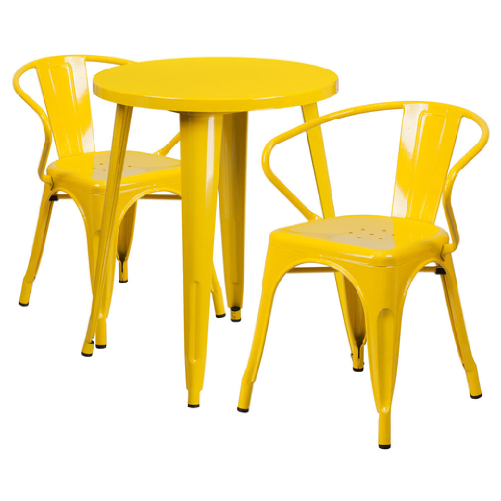 Flash Furniture CH-51080TH-2-18ARM-YL-GG Table And Chair Set Includes (1) 24" Dia. X 29"H Table