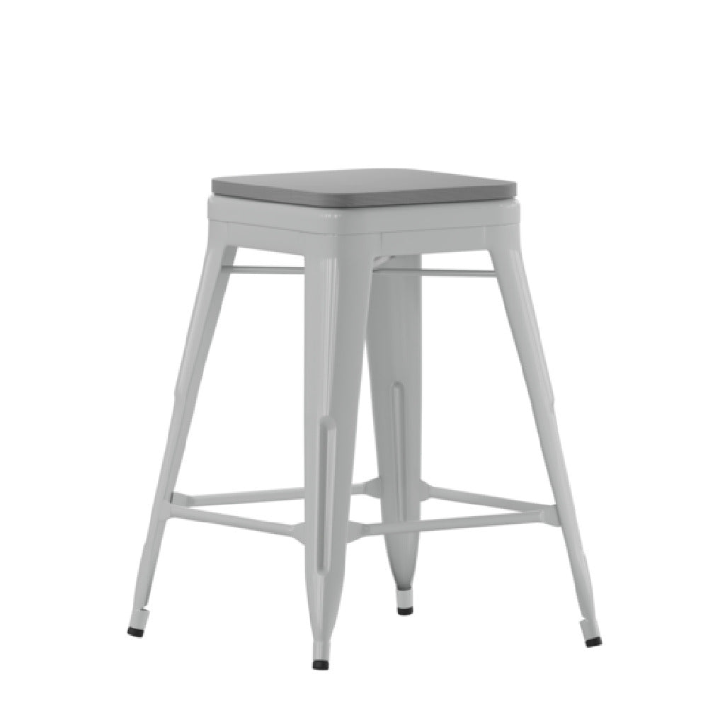 Flash Furniture 4-ET-31320-24-SV-R-PL2G-GG Cierra Stacking Bar Stool Indoor 440 Lb. Weight Capacity