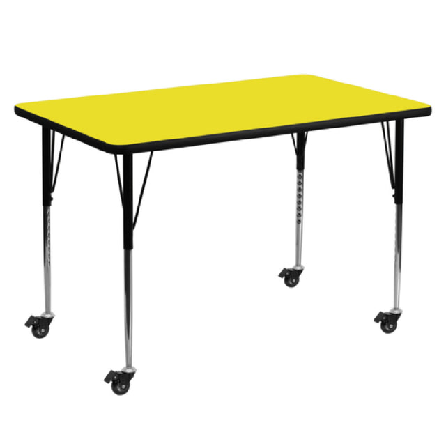 Flash Furniture XU-A3672-REC-YEL-H-A-CAS-GG Activity Table 72"W X 36"D X 22-5/8" To 30-1/2" Adjustable Height