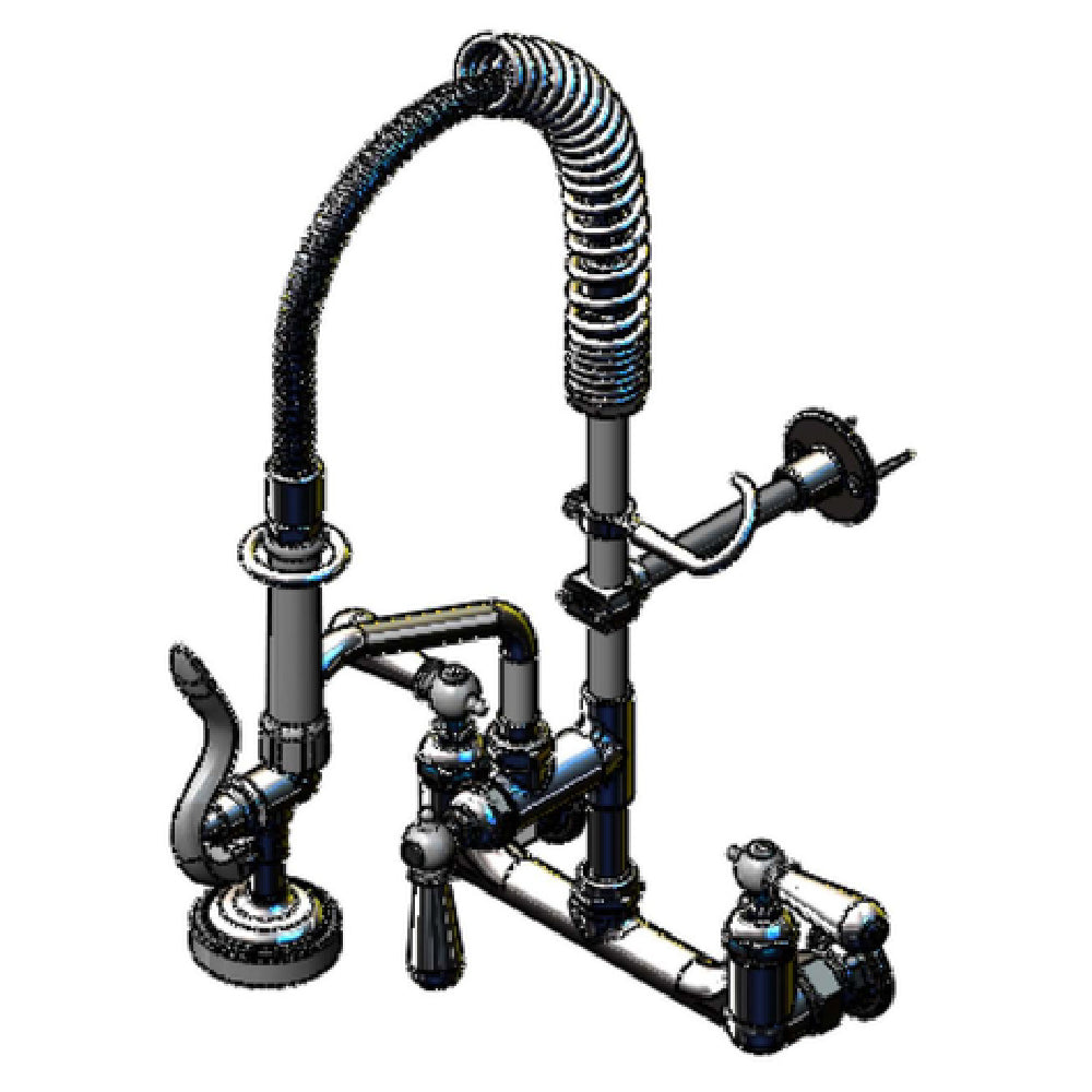 T&S Brass MPZ-8WCN-06 Mini Pre-Rinse Unit 8" Wall Mount Base Faucet Compact Spring & Flex Hose