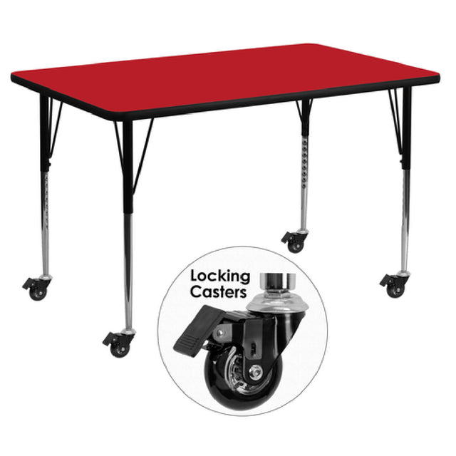 Flash Furniture XU-A3060-REC-RED-H-A-CAS-GG Activity Table 60"W X 30"D X 22-2/5" To 30-1/2" Adjustable Height