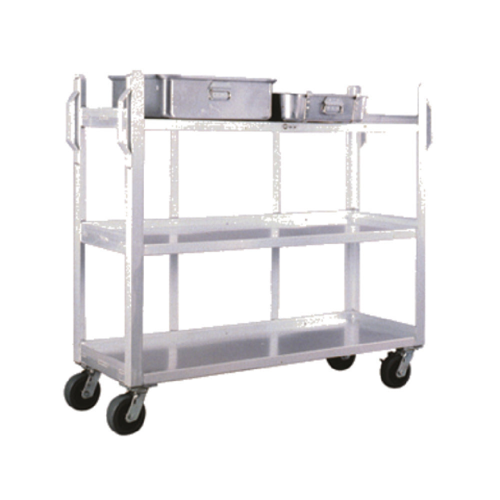 New Age Industrial 95667 Carrier Cart (3) Solid Open Shelves Back Edges Turned Up