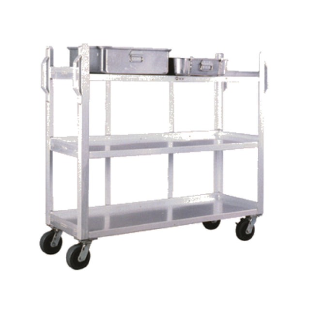 New Age Industrial 95667 Carrier Cart (3) Solid Open Shelves Back Edges Turned Up