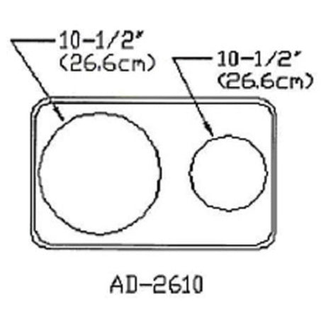 Atlas Metal AD-2610 Adapter Plate With (1) 6-1/2" & (1) 10-1/2" Inset Hole Full Perimeter Beaded Edge