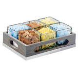 Cal Mil 3805-83 Ashwood Jar Display 12-3/4"W X 9"D X 4-1/2"H (6) 4"W X 4"D X 4"H Glass Jars