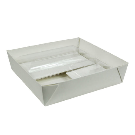 PacknWood KRAYWHCHIC2 - VIP Set, Includes: (1) White Kray Boxes With PET Window Lid - 60oz 7.1 X 7.1 X 2in - 200 Pcs (210KRAYWH195)