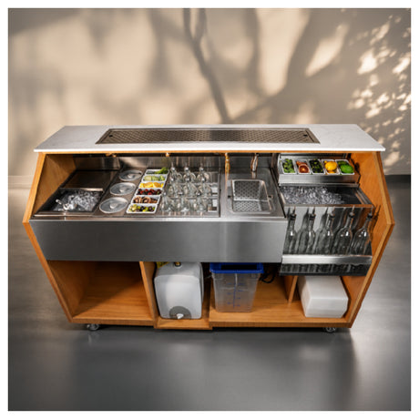 Krowne OBMB-66-MC - The Oak & Brass Mobile Bar With Margarita Collection Kit Inserts