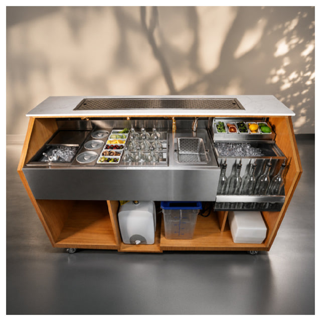 Krowne OBMB-66-MC - The Oak & Brass Mobile Bar With Margarita Collection Kit Inserts
