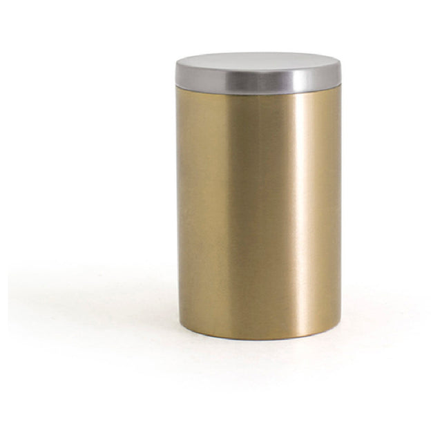 FOH RJR029GOS23 Round Stainless Jar With Lid Matte Brass With Brushed Stainless Lid