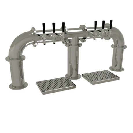 Glastender PB-6-MF Pipe Bridge Draft Dispensing Tower Countertop (6) Stainless Steel Faucets (handles Not Included)