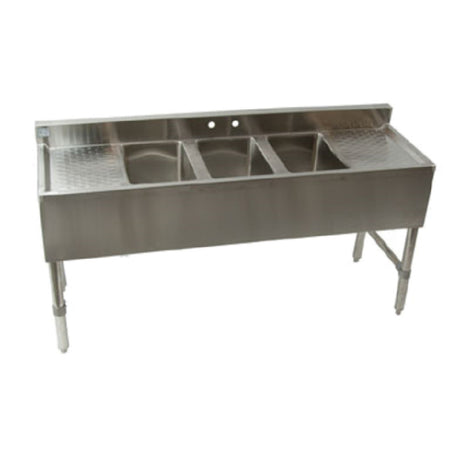 Klinger's Trading BAR32D Underbar Sink Three Compartment 59-1/2"W X 18-3/4"D X 33"H