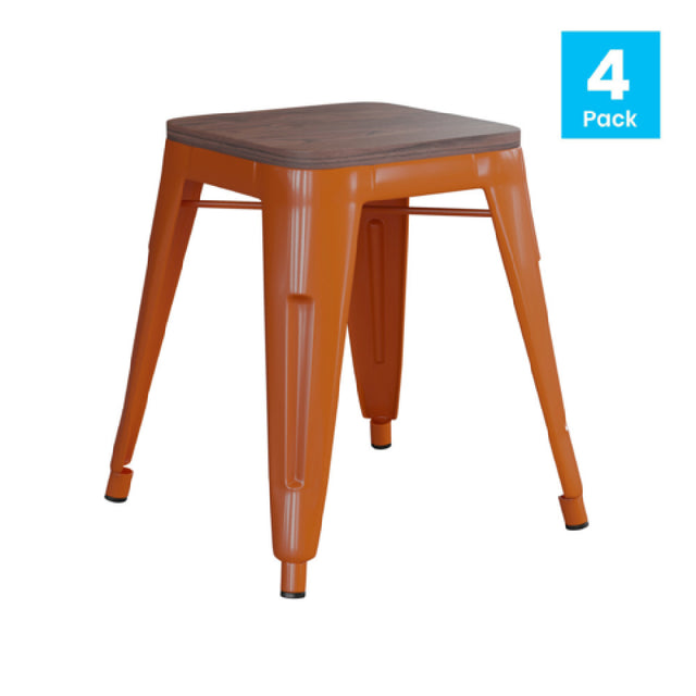 Flash Furniture ET-BT3503-18-ORG-WD-GG Kai Stool 18"H 250lb Weight Capacity