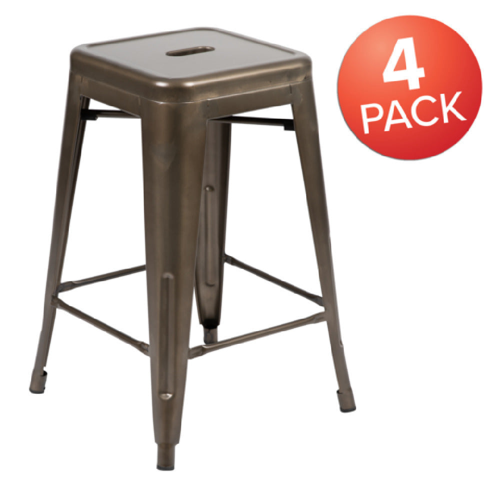 Flash Furniture 4-ET-31320-24-GN-R-GG Cierra Stacking Bar Stool Indoor 440 Lb. Weight Capacity