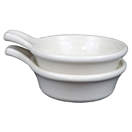 Steelite DCI44UW Tab Handle Bowl 10 Oz. 4-3/4" Dia. (6" With Handle) X 2-1/4"H
