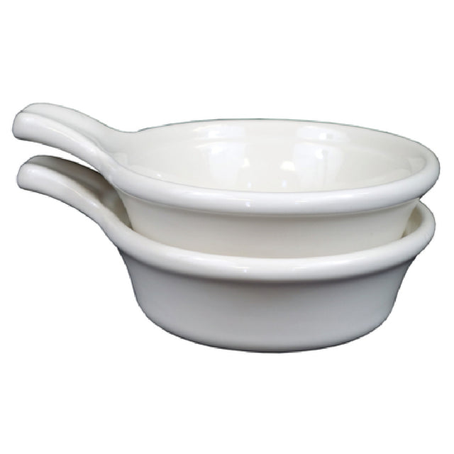 Steelite DCI44UW Tab Handle Bowl 10 Oz. 4-3/4" Dia. (6" With Handle) X 2-1/4"H