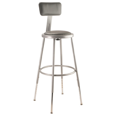 National Public Seating 6424HB NPS® Heavy Duty Steel Stool With Backrest 25"-33"