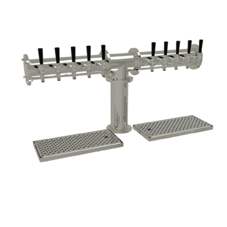 Glastender PT-10-MF Pipe Tee Draft Dispensing Tower Countertop (10) Stainless Steel Faucets (handles Not Included)