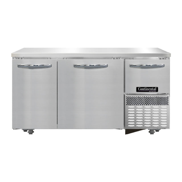 Continental Refrigerator RA60N-U Undercounter Refrigerated Base 60"W Stainless Steel Front & End Panels