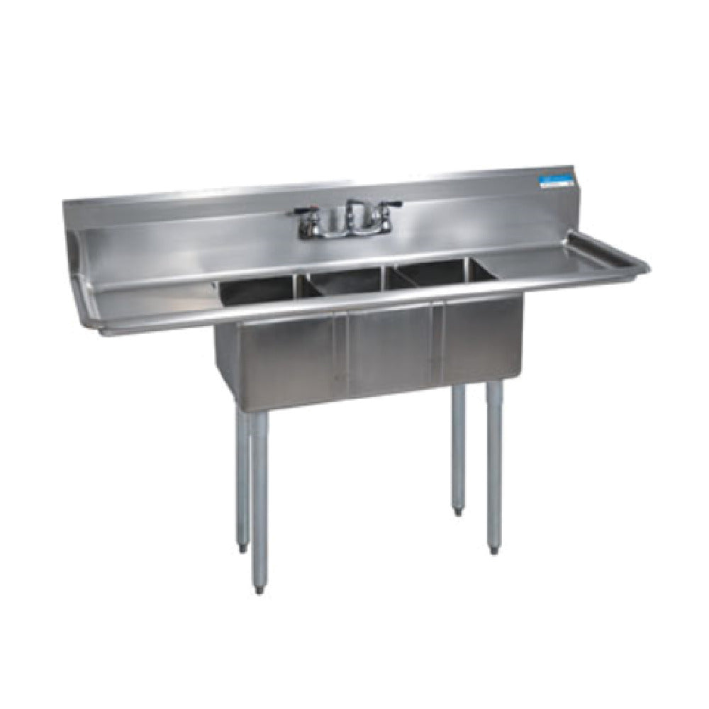 BK Resources BKS-3-1014-10-15T Convenience Store Sink Three Compartment 60"W X 19-13/16"D X 39-3/4"H Overall Size