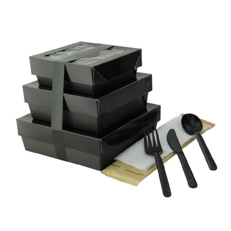 PacknWood KRAYBAKLAPN - VIP Set, Includes: (5) Bakeable Black Kray Box With PET Lid - 12oz 3.9 X 3.9 X 1.6in Up To 440F(base Only) - 100 Pcs (210KRAYBAK115)