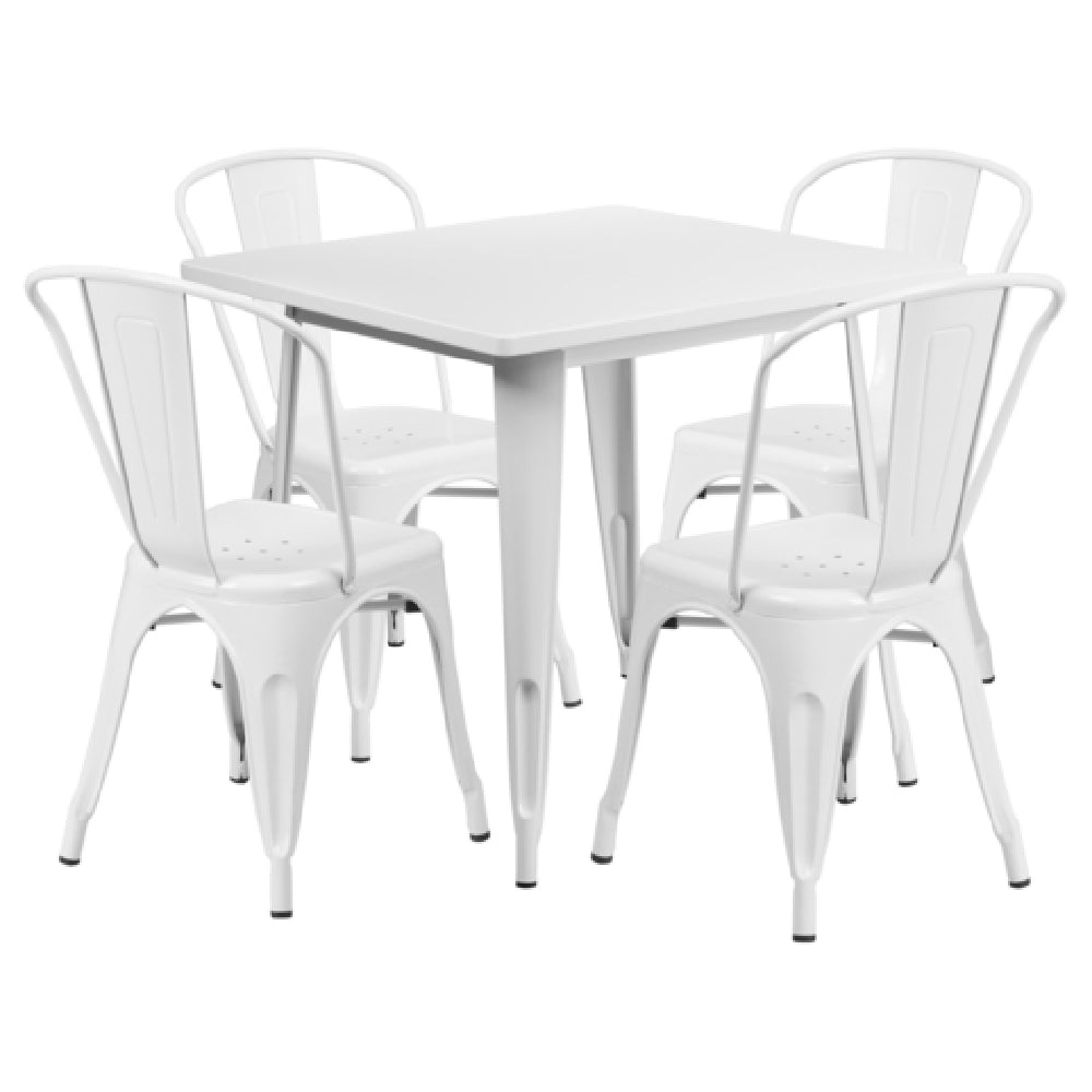 Flash Furniture ET-CT002-4-30-WH-GG Table And Chair Set Includes (1) 31-1/2"W X 31-1/2"D X 29-1/2"H Table