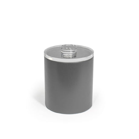 FOH RIB064GYL21 2qt Round London Ice Bucket Smoke With Acrylic Lid Includes One RIB014GYL21-BTM 2qt Round London Ice Bucket Base Smoke