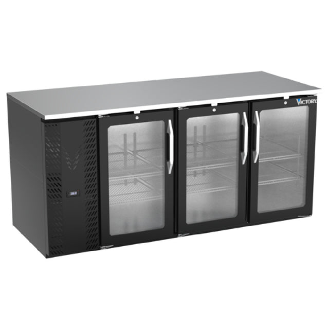Victory VBB72HC-G-B - Back Bar Refrigerator, Three-section, 72"W X 30-1/8"D X 34"H