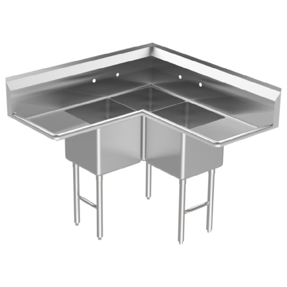 GSW USA SE15153C Corner Sink Three Compartment 45"W X 45"D X 45"H