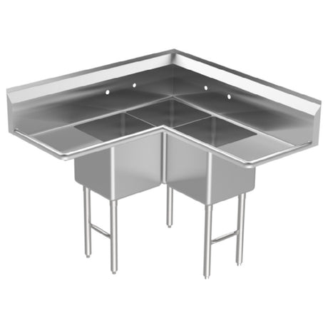 GSW USA SE15153C Corner Sink Three Compartment 45"W X 45"D X 45"H