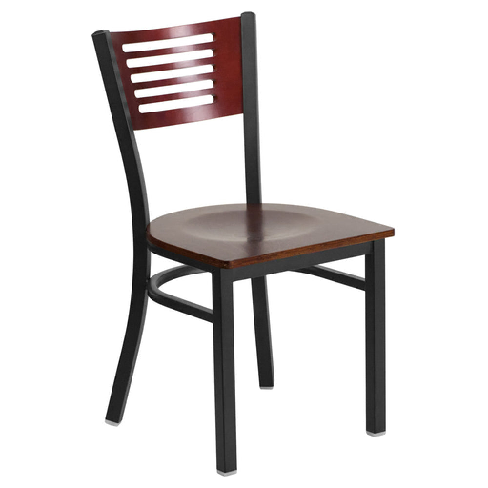 Flash Furniture XU-DG-6G5B-MAH-MTL-GG Hercules Series Restaurant Chair Slotted Mahogany Finish Plywood Back